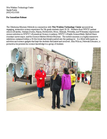 Traveling Science Museum News Story 2014